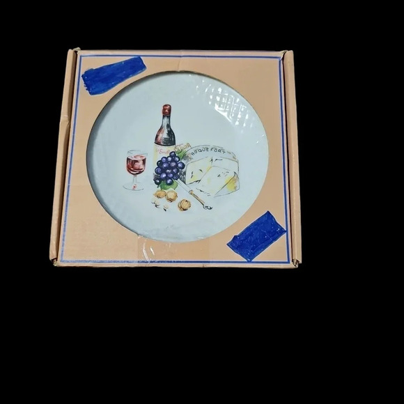 Contemporary Philippe DeshoulieresPorcelain Wine &Cheese Canapé Plates Set of 6 - Picture 3 of 6